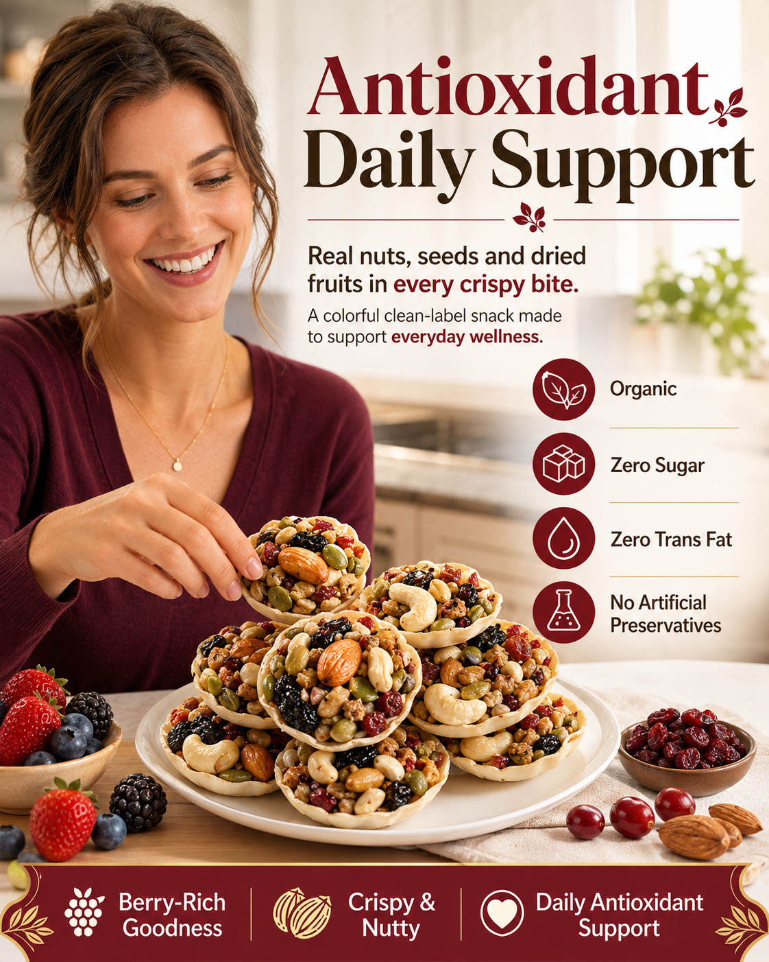 🥇 Golden Eight-Treasure Nut & Fruit Tartlets | Crispy Nut & Dried Fruit Snacks-EV